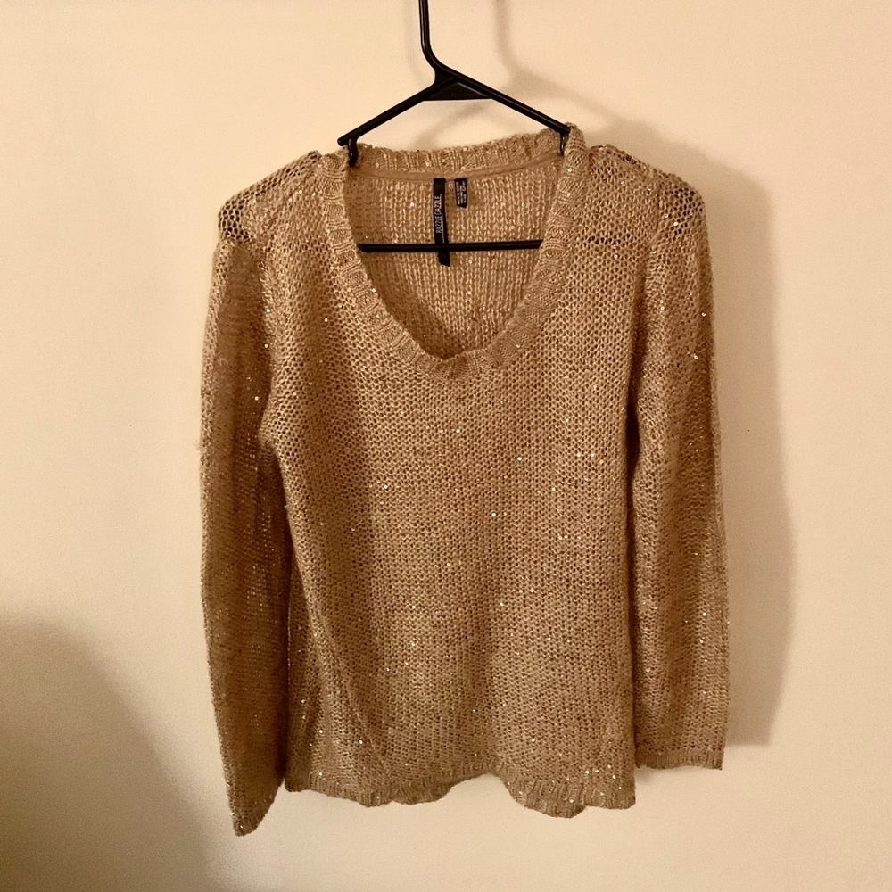 💛 Razzle Dazzle Small Baggy Tan/Gold Sweater